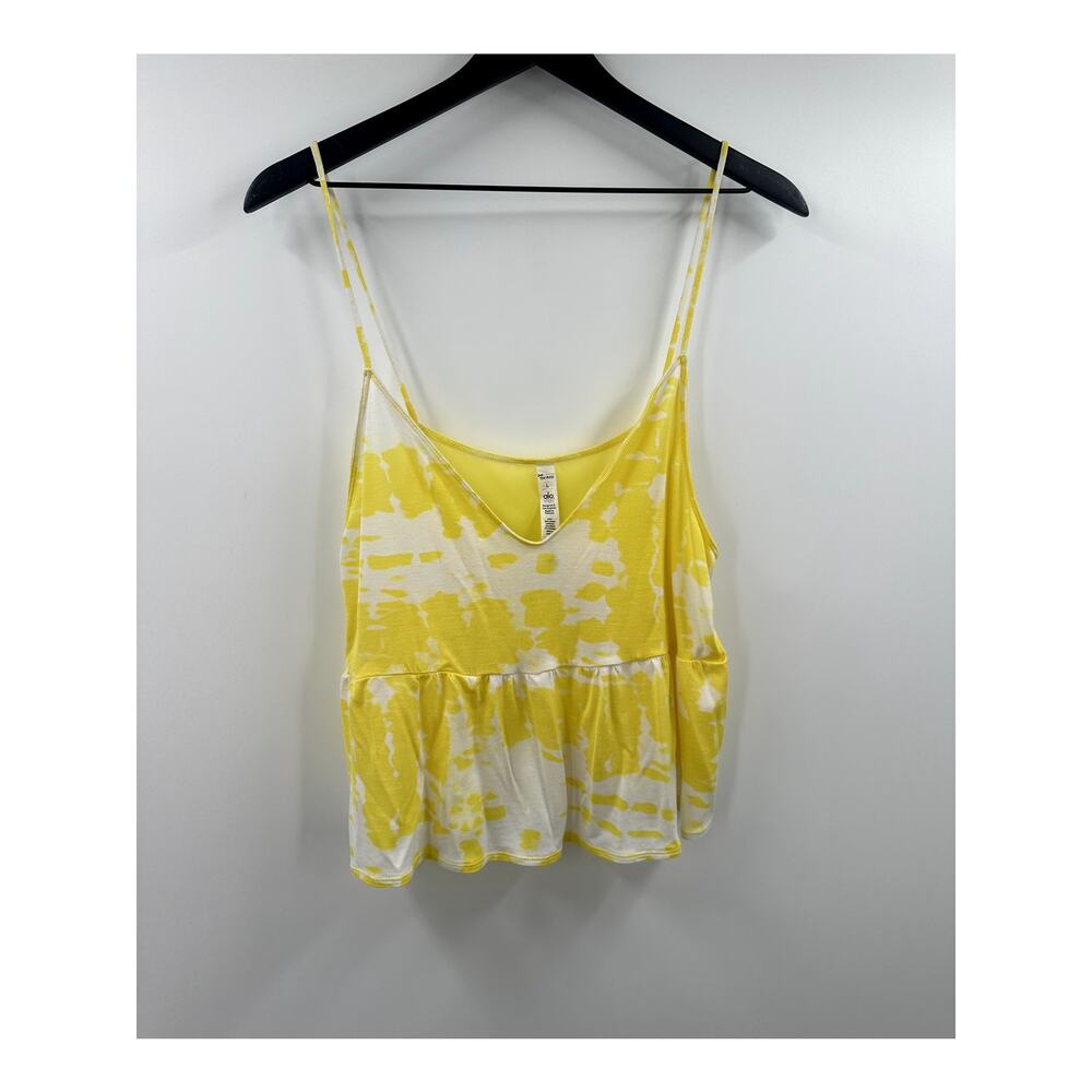 ALO Yellow & White Tie Dye Swing Tank Top Size Large